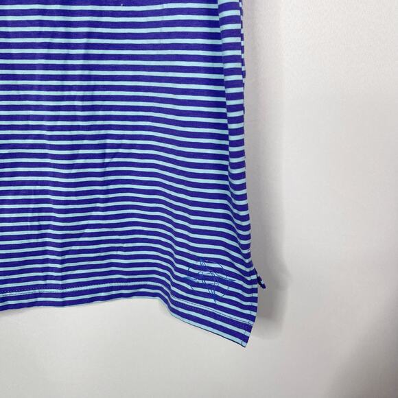 B Draddy M Purple Blue Stripe Pima Cotton Stretch Knit Polo Northwestern Wildcat - Picture 7 of 9